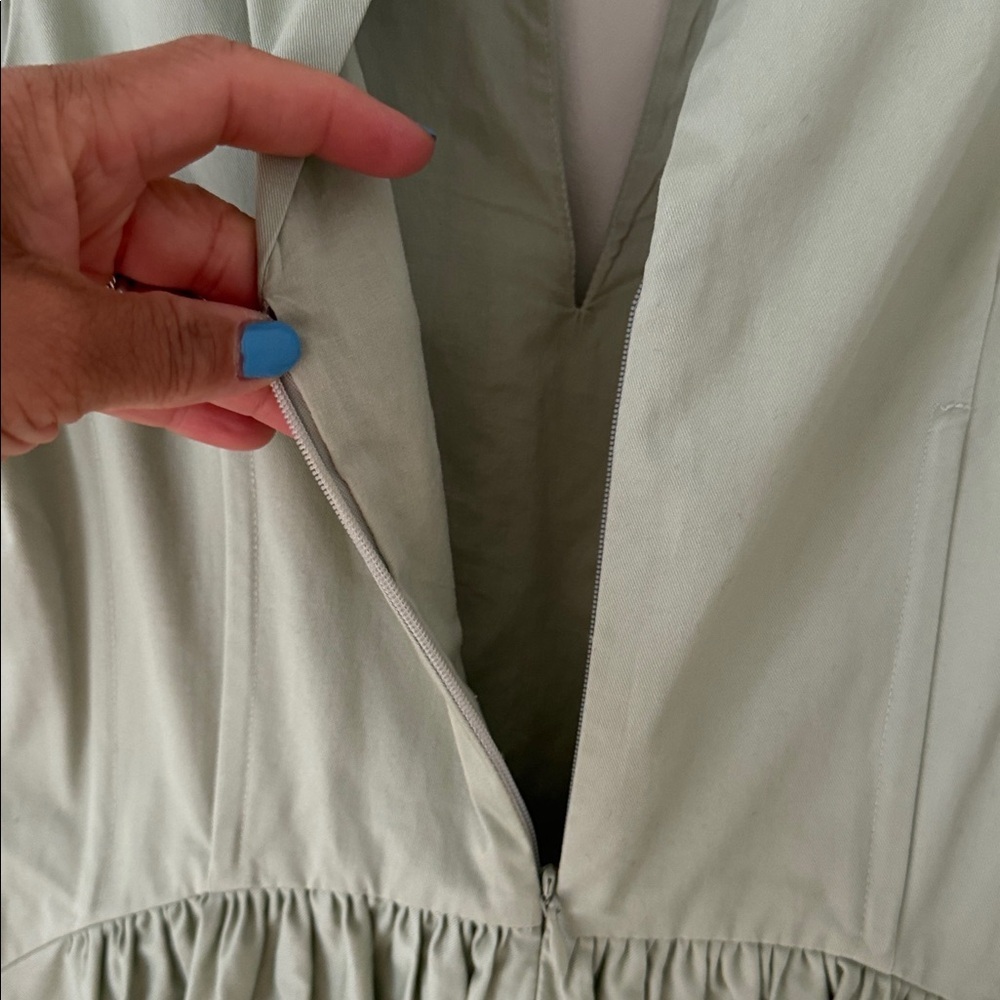 Reiss Liza 100% Cotton Corset Midi Dress in Sage Size 2 - Picture 13 of 15